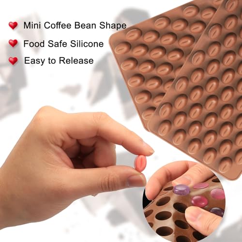 Amyandone Mini Coffee Bean Molds, 55 Cavities Silicone Chocolate Mold with Coffee Bean Shape, Food Grade Mini Silicone Mold for Homemade Sugar Free Chocolate Chips/Snacks/Cake Décor, 2 PCS - Image 3