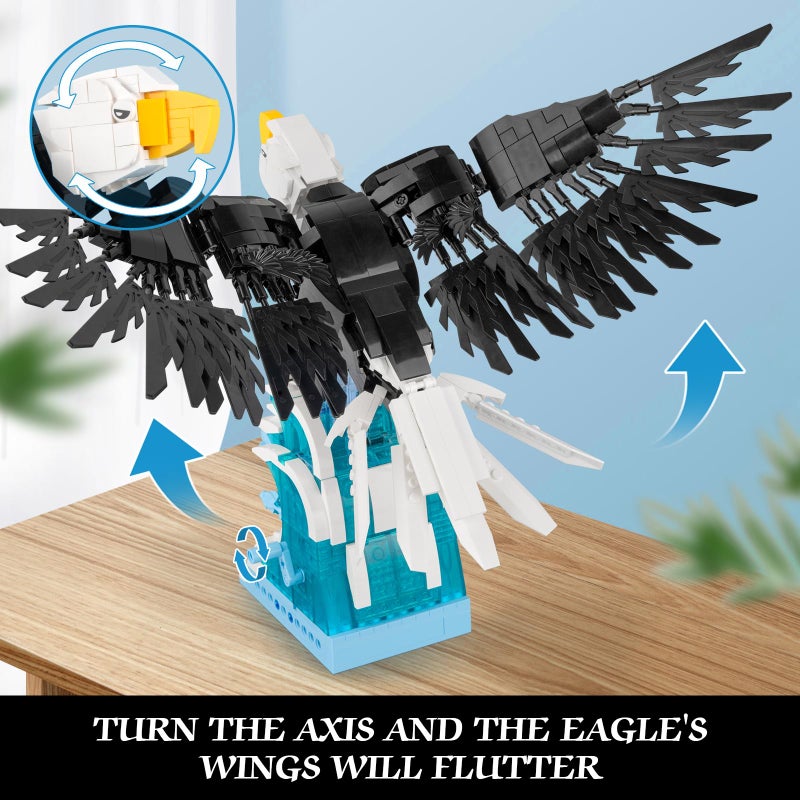 Vziimo Ideas Eagle Animals Building Set  MOC Eagle Creative Bird Model  Creator 2 in 1 Animal Lover Owl Birds Kit Collectible Gifts Toys for Adults and Kids Age 12+ (1018 PCS) - Image 3