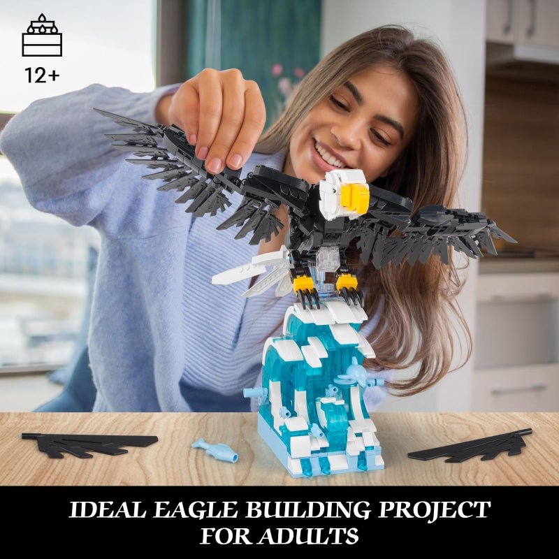 Vziimo Ideas Eagle Animals Building Set  MOC Eagle Creative Bird Model  Creator 2 in 1 Animal Lover Owl Birds Kit Collectible Gifts Toys for Adults and Kids Age 12+ (1018 PCS) - Image 5