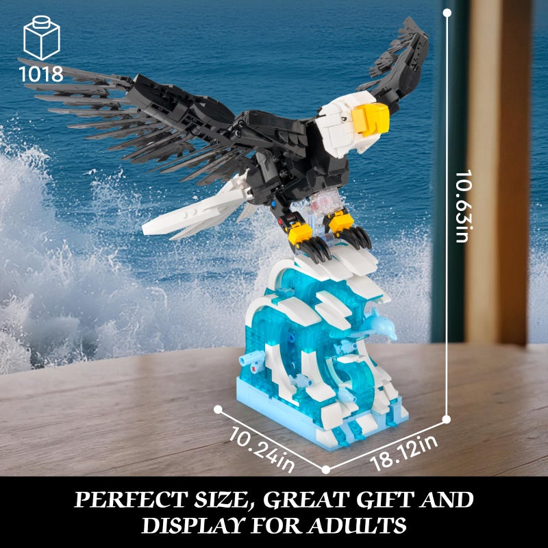 Vziimo Ideas Eagle Animals Building Set  MOC Eagle Creative Bird Model  Creator 2 in 1 Animal Lover Owl Birds Kit Collectible Gifts Toys for Adults and Kids Age 12+ (1018 PCS) - Image 4