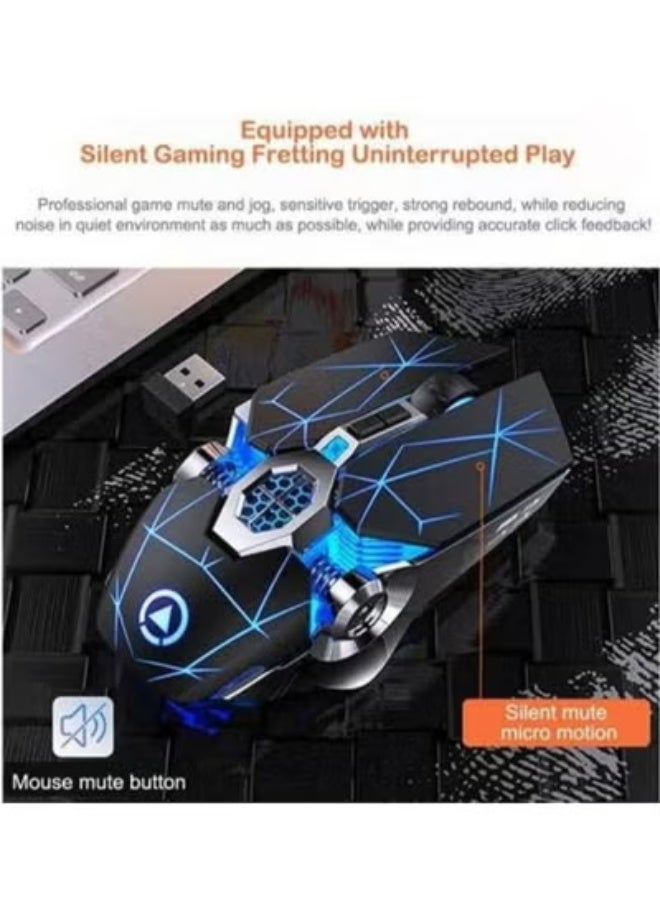 Loquat 7 Color LED Gaming Mouse Wireless Mouse Gaming USB Backlit Rechargeable for PC (Black)  - Image 5