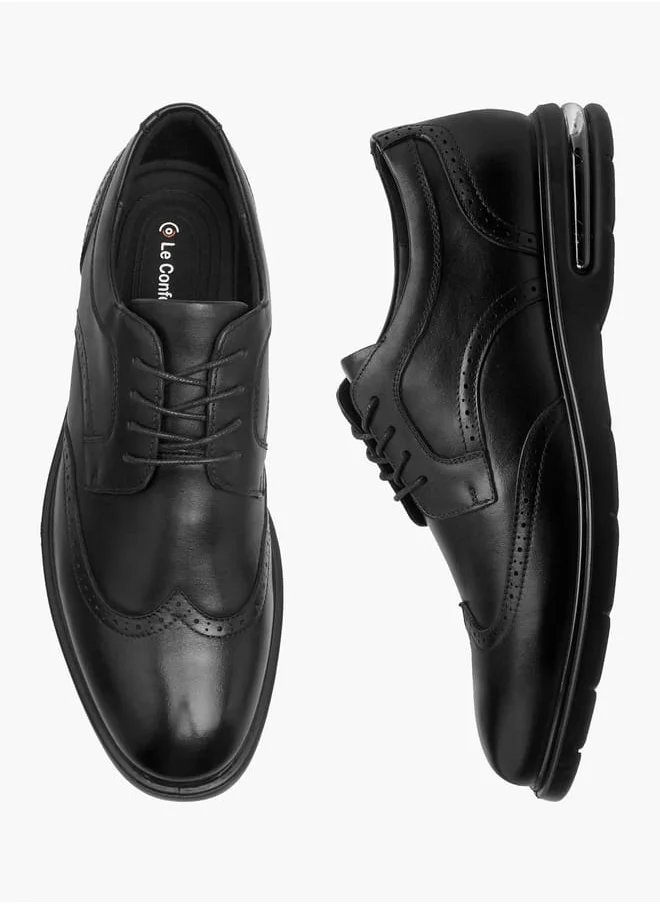 لو كونفورت Men Textured Lace-Up Derby Shoes