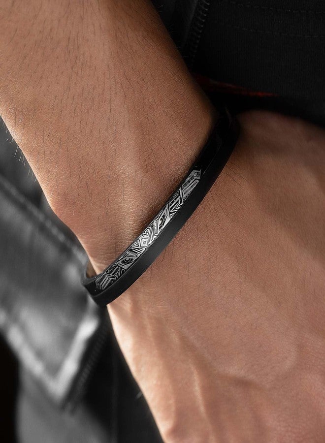 Mesmerize Stainless Steel Sirius Openable Oval Designer Kada Bracelets | Bracelet for Men and Boys |Designs| Waterproof, Anti-tarnish, Rust-free, Skin friendly | 8 mm Bracelets for Men | 6-Month Warranty (Tribal Dragon, M) - Image 2