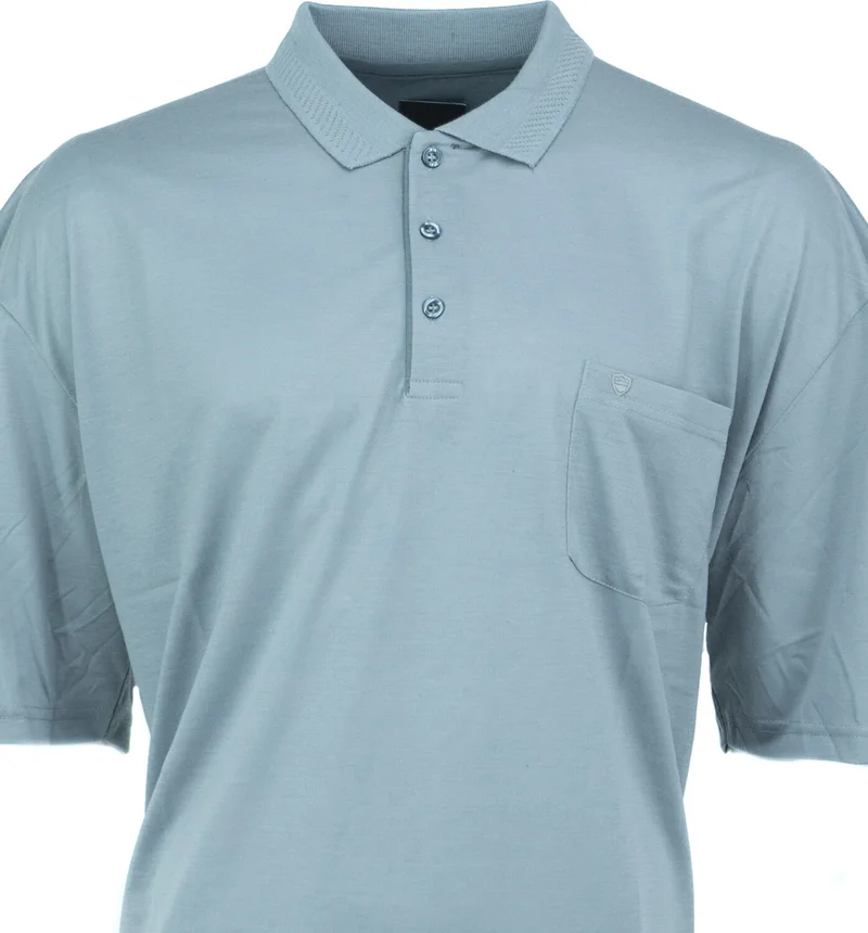 Oppland Oppland Men's Polo Collar Embossed Pocket Short Sleeve Solid Color Regular Cut Premium Cotton Fabric T-Shirt