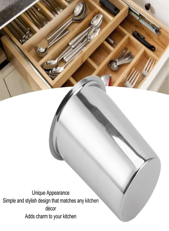 plplaaoo Kitchen Stainless Steel Utensil Holder,Metal Utensil Holder,Kitchen Utensil Holder Multipurpose Large Capacity Mess Proof 304 Stainless Steel Utensil Holder for Countertop (plplaaoozC5pjz-12) - Image 4