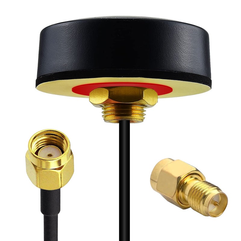 YOTENKO WiFi Puck Antenna Dual Band 2.4G 5.8 GHz, 5dBi Omni-Directional Mini Screw Mount RP-SMA Male Antenna 5ft Cable w/SMA Male to RPSMA Female Adapter for WiFi Router Hotspot Wireless Network Card - Image 1