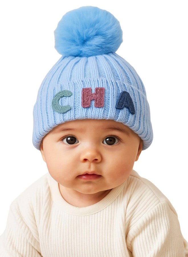 Nat Winter Woolen Hat | Knitted Hat for New Born Baby | Cute Beanie | Wool Cap Baby Hat for 0-12 Months Old Baby Boys & Baby Girls (Sky Blue Color, 1 Piece) - Image 1