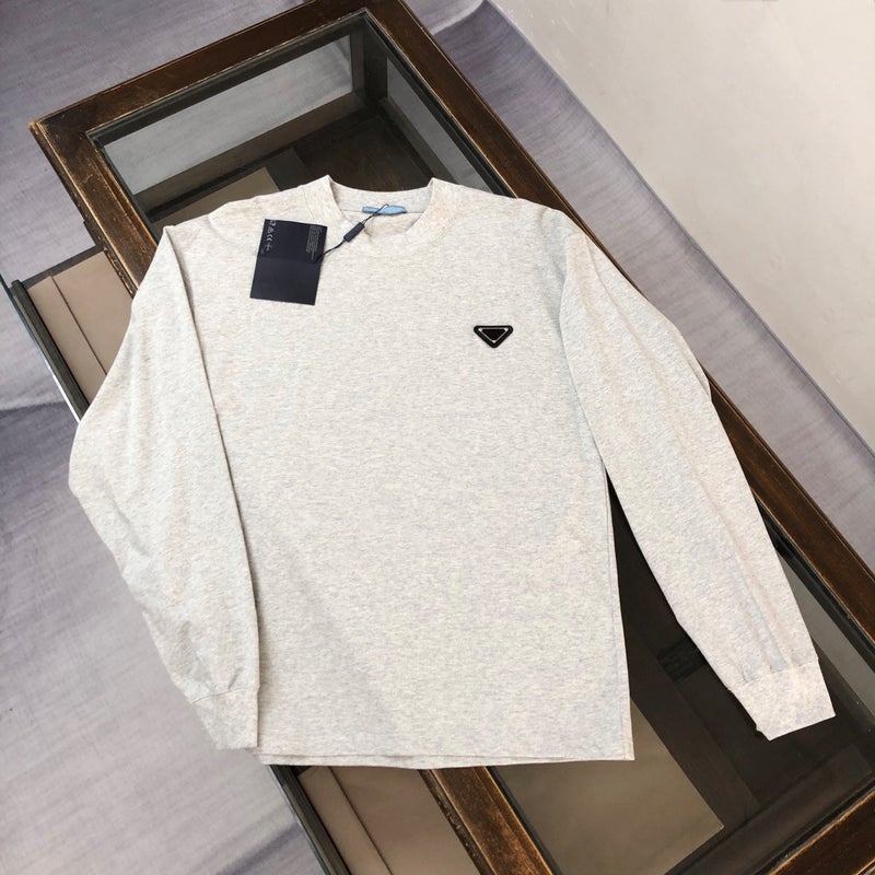 P Family Original Standard Men'S T-Shirt Long-Sleeved Loose Cotton Round Neck Triangle Logo Long-Sleeved Men - Image 2