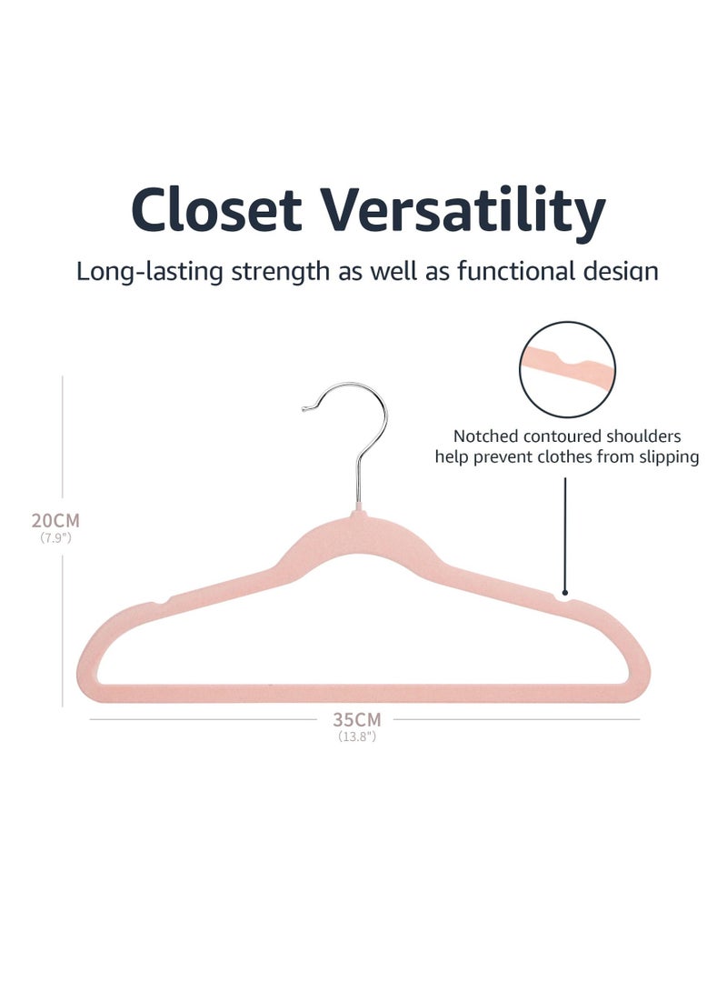 Baby clothes hanger, children's fleece hanger, 360 degree rotating hook children's clothes hanger, groove shoulder design, sturdy and durable hanger 10 pieces (pink)