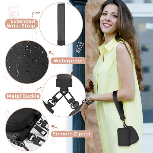 JEEBURYEE Dual Pouch Wristlet Keychain Wallets for Women with 2 Detachable Zipper Coin Purse - Small and Portable Mini Card Wallet for Women Men Black+Black - Image 4