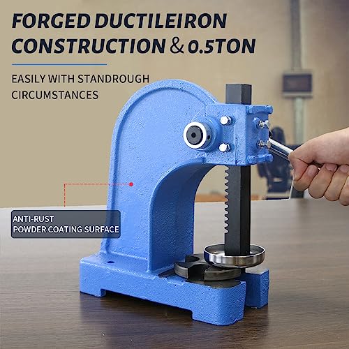 PNBO Manual Arbor Press 0.5 Ton,Heavy Duty Cast Iron Desktop Punch Press Machine, for Riveting Punching Holes - Image 5