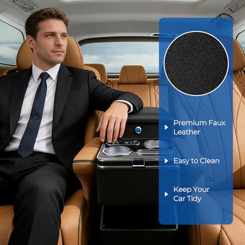 Donpida Center Console Organizer for Minivans, SUVs & Middle Van Seats - Floor-Mounted Lockable Storage Box with Dual Cup Holders & 7-Color Ambient Light, Ideal for Vehicle Interior - Image 5