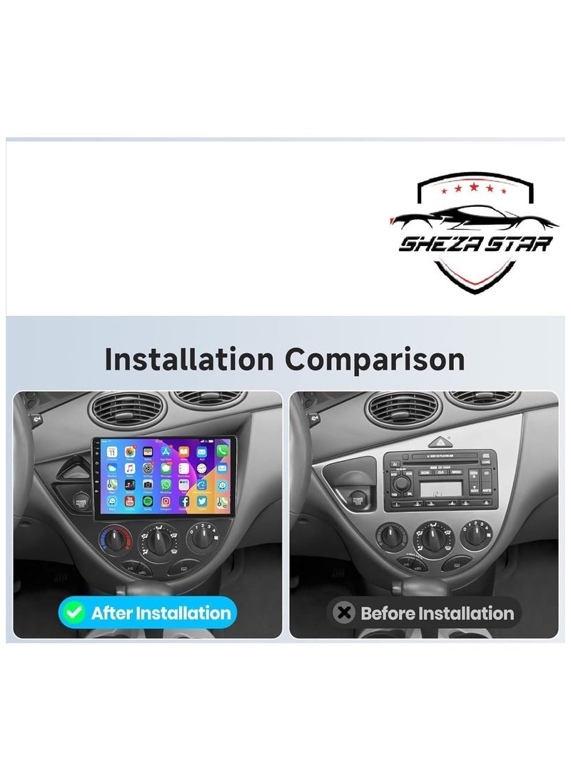 SHEZA STAR Android Car Stereo for Ford Focus 1998-2006 4GB RAM 64GB ROM Support Carplay, Mirror Link Wi-Fi BT Radio GPS Navigation 9 Inch IPS Touch Screen with AHD Camera Included  - Image 2