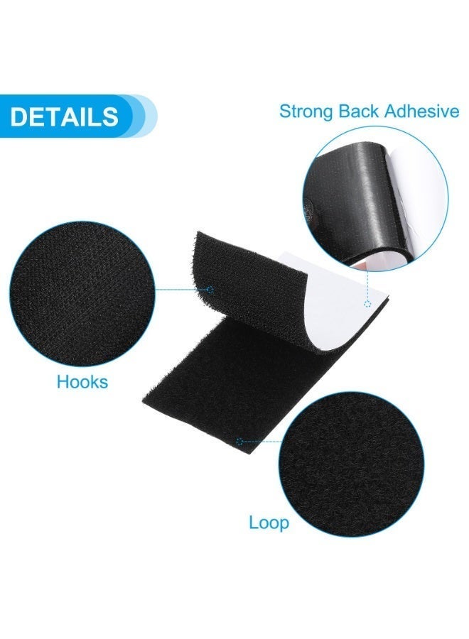 DOUGEI Hook and Loop Strips 2" x 4", 12 Pairs Rectangle Strong Tape Double Sided Adhesive Sticky Fastener Back Mounting Tape for Home or Office Use, Indoor & Outdoor Use, Black - Image 3