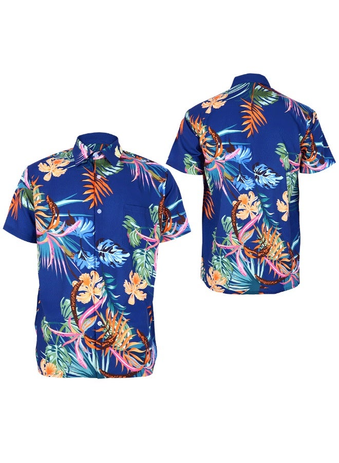 NIBEMINENT Four-sided bouncy koi shirt jacket, summer stage performance costume for both men and women, flower shirt neon - Image 1