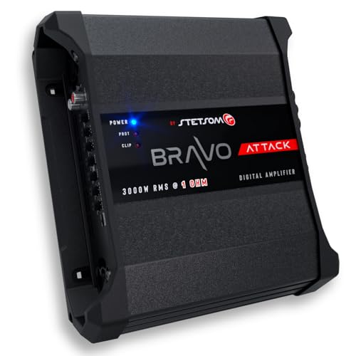 Stetsom Bravo Attack 3000 1 Ohm Mono Car Amplifier, 3000.1 3K Watts RMS, 1Ω Stable Car Audio, Full Range HD Sound Quality, 3000x1, Crossover & Bass Boost, Car Stereo Speaker MD, Smart Coolers - Image 2