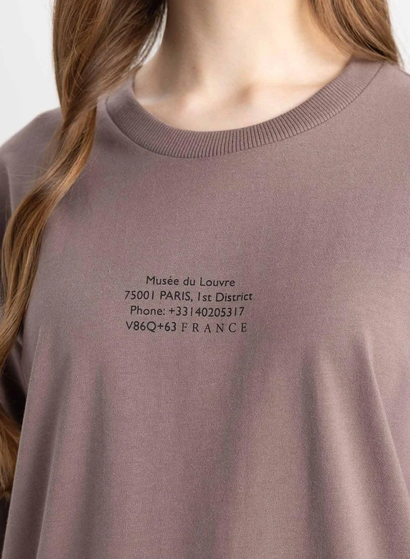 DeFacto Regular Fit Crew Neck Printed Sweatshirt Tunic
