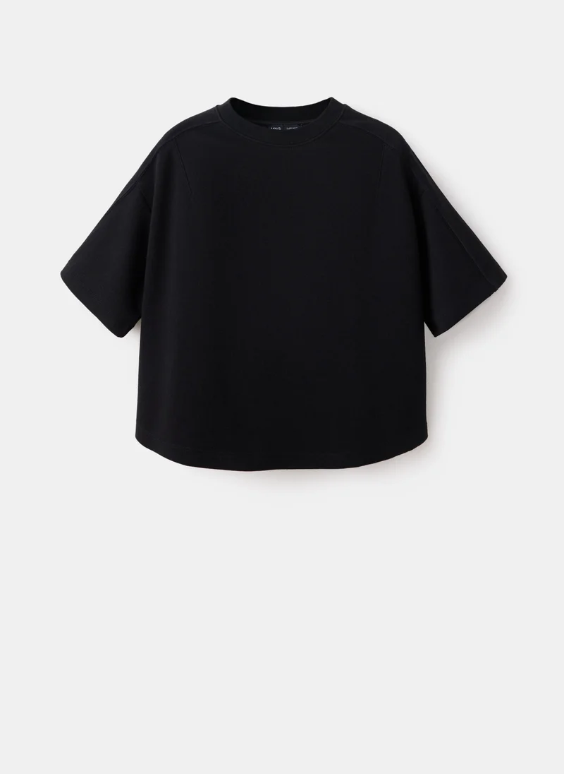 Mango 99-NEGRO Seam Detail T-Shirt for Women | Best Price UAE