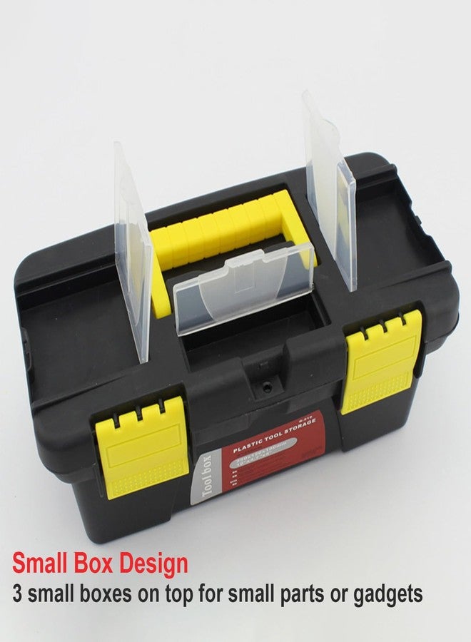 Heyiarbeit 10" Tool Box Plastic Tool Box with Removable Tool Tray Organizer Storage for Tools,Parts,Toys,Art 9.8"x 4.7"x 3.9" Black - Image 3