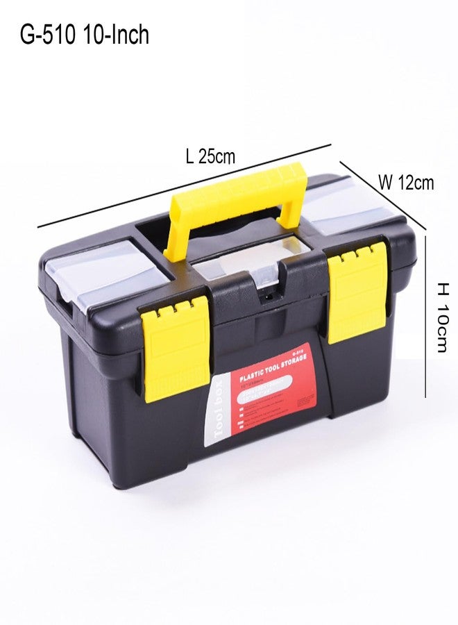 Heyiarbeit 10" Tool Box Plastic Tool Box with Removable Tool Tray Organizer Storage for Tools,Parts,Toys,Art 9.8"x 4.7"x 3.9" Black - Image 2