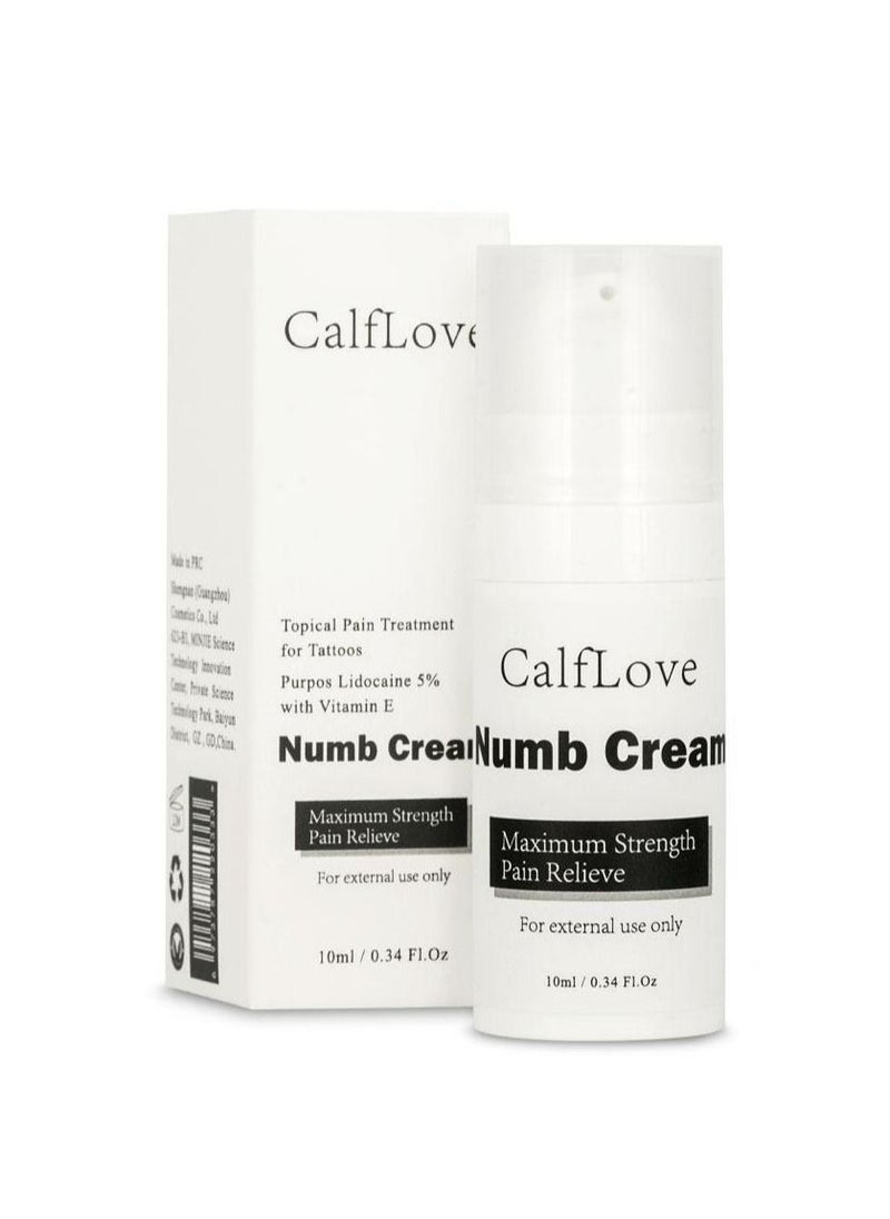 CalfLove - Numbing Cream for Maximum Strength Pain Relief Before Tattoo Cream | Topical Anesthetic Fast Acting Tattoo Numb Cream for Deep Pain Relief with Vitamin E Added  10 ml - Image 1