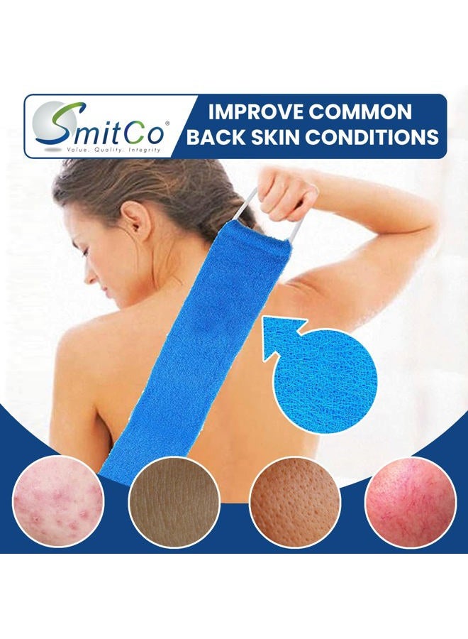 Smitco فرشاة ظهر للاستحمام - فرشاة تقشير الجسم للرجال والنساء - 2 منشفة تقشير أطول من معظمها - 31 بوصة طويلة للأماكن التي يصعب الوصول إليها - غسالة وعلاج حب الشباب في الظهر - Image 4
