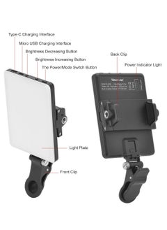 Meishida 60 LED High Power Rechargeable Clip Fill Video Light with Front & Back Clip, Adjusted 3 Light Modes for Phone, iPhone, Android, iPad, Laptop, for Makeup, Selfie, Vlog, Video Conference  - Image 4