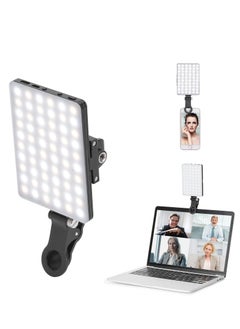 Meishida 60 LED High Power Rechargeable Clip Fill Video Light with Front & Back Clip, Adjusted 3 Light Modes for Phone, iPhone, Android, iPad, Laptop, for Makeup, Selfie, Vlog, Video Conference  - Image 1
