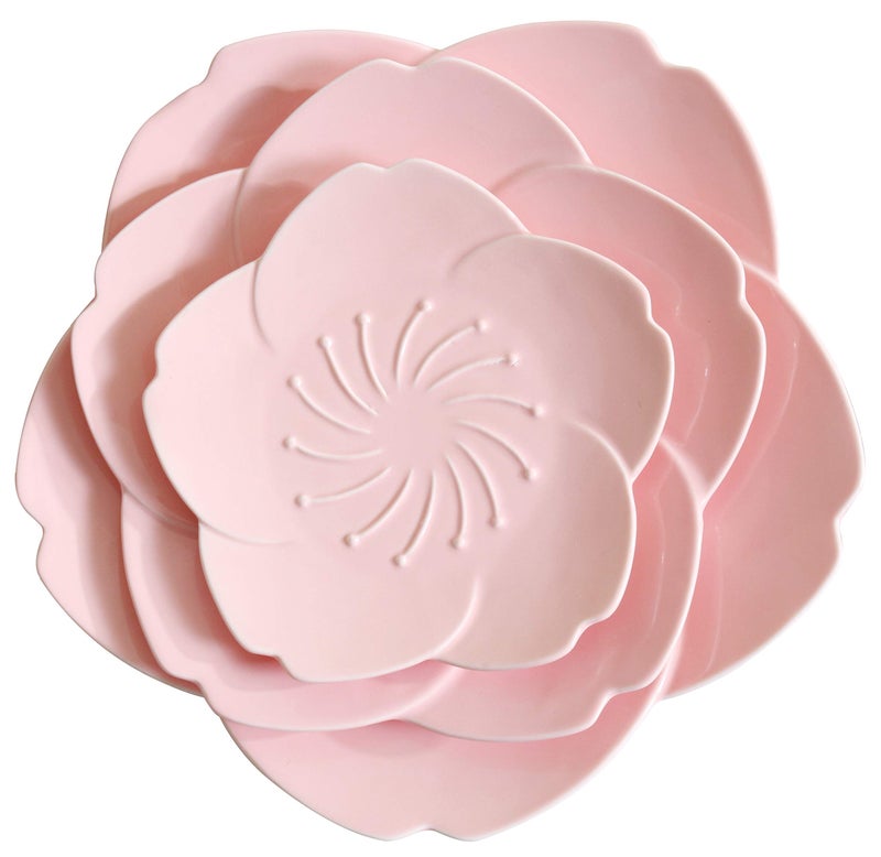 Jusalpha Pink Cherry Blossom 3-Piece Dinnerware Plate set (Cherry blossom plate set (3) - Image 1