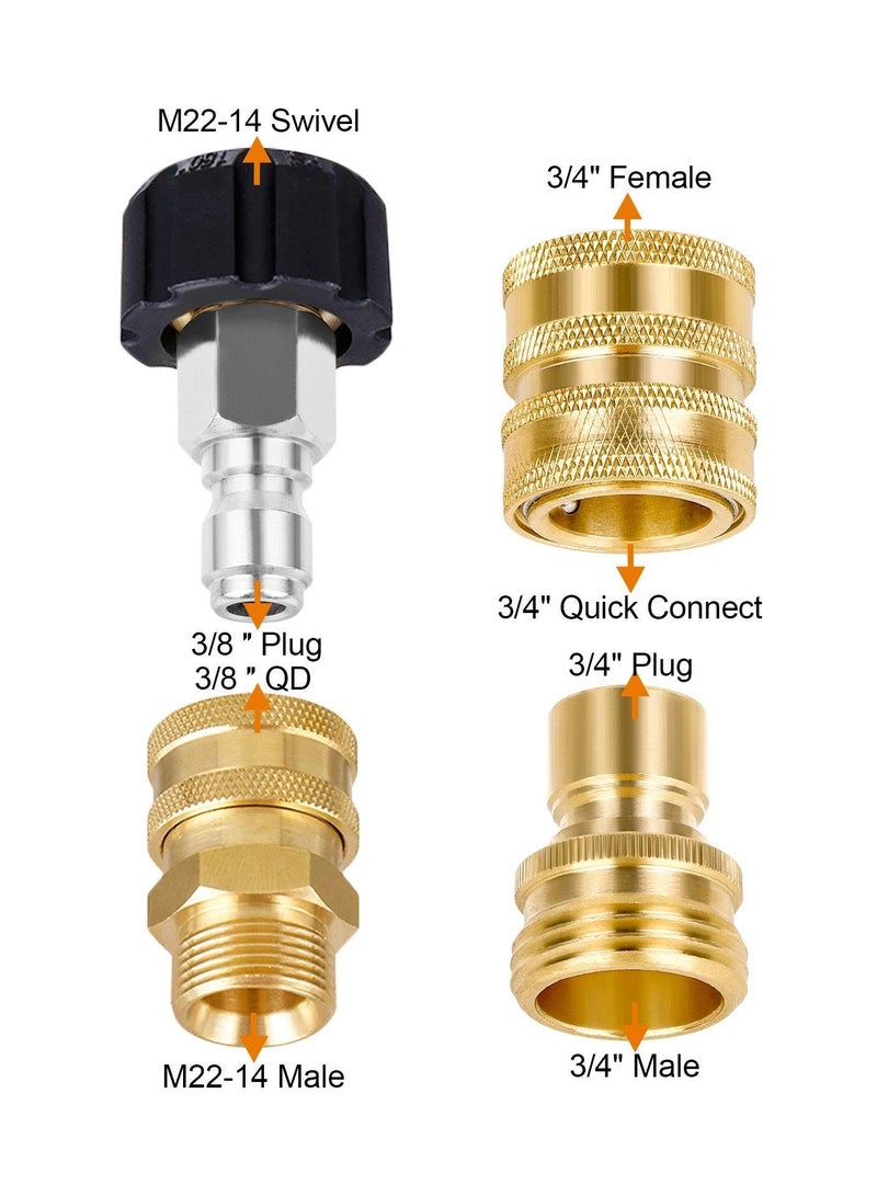 KASTWAVE Pressure Washer Adapter Set, Water Gun Wire Tube, Quick Disconnect Kit, M22 Swivel to 3/8'' Connect Fittings, 3/4" to Release for Power Washer Gun/Hose, 5000PSI Car Wash (8PCS)  - Image 4