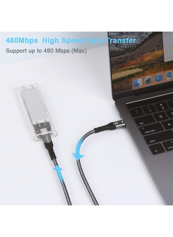 Fasgear USB C to USB C 100W Cable 6ft, 5A Power Delivery (PD) Fast Charging Type-C 2.0 Cord Nylon Braided Compatible for MacBook Pro,Chromebook,i-Pad Pro 2020/2018,Galaxy S21,S10,Switch,PS5,etc Black - Image 2