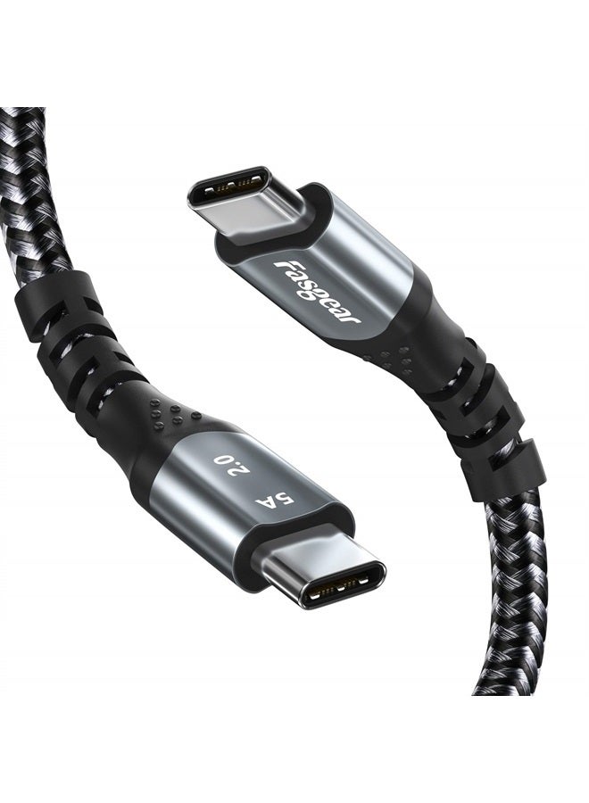 Fasgear USB C to USB C 100W Cable 6ft, 5A Power Delivery (PD) Fast Charging Type-C 2.0 Cord Nylon Braided Compatible for MacBook Pro,Chromebook,i-Pad Pro 2020/2018,Galaxy S21,S10,Switch,PS5,etc Black - Image 1