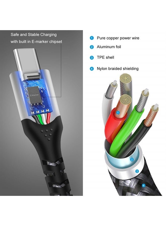 Fasgear USB C to USB C 100W Cable 6ft, 5A Power Delivery (PD) Fast Charging Type-C 2.0 Cord Nylon Braided Compatible for MacBook Pro,Chromebook,i-Pad Pro 2020/2018,Galaxy S21,S10,Switch,PS5,etc Black - Image 5