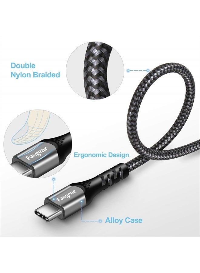 Fasgear USB C to USB C 100W Cable 6ft, 5A Power Delivery (PD) Fast Charging Type-C 2.0 Cord Nylon Braided Compatible for MacBook Pro,Chromebook,i-Pad Pro 2020/2018,Galaxy S21,S10,Switch,PS5,etc Black - Image 4