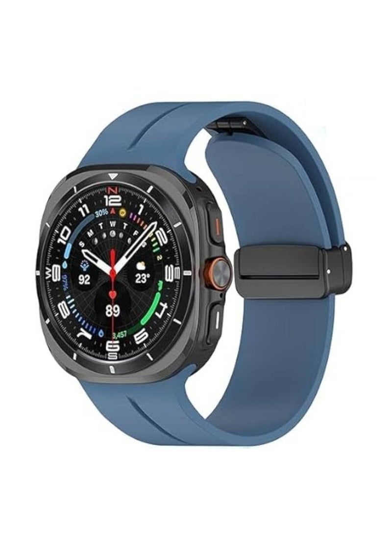 Silicone Soft Sport Band for Samsung Galaxy Watch Ultra 47mm | Quick Release Magnetic Closure | Breathable Affinity Skin Strap for Men & Women (Blue)  - Image 1