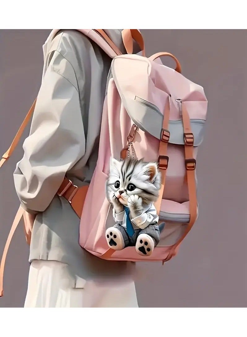 MASIA Cute Cat Car Mirror Accessories - Double-Sided Printed Acrylic Charm - Perfect for Car, Keys, Bags - Image 4