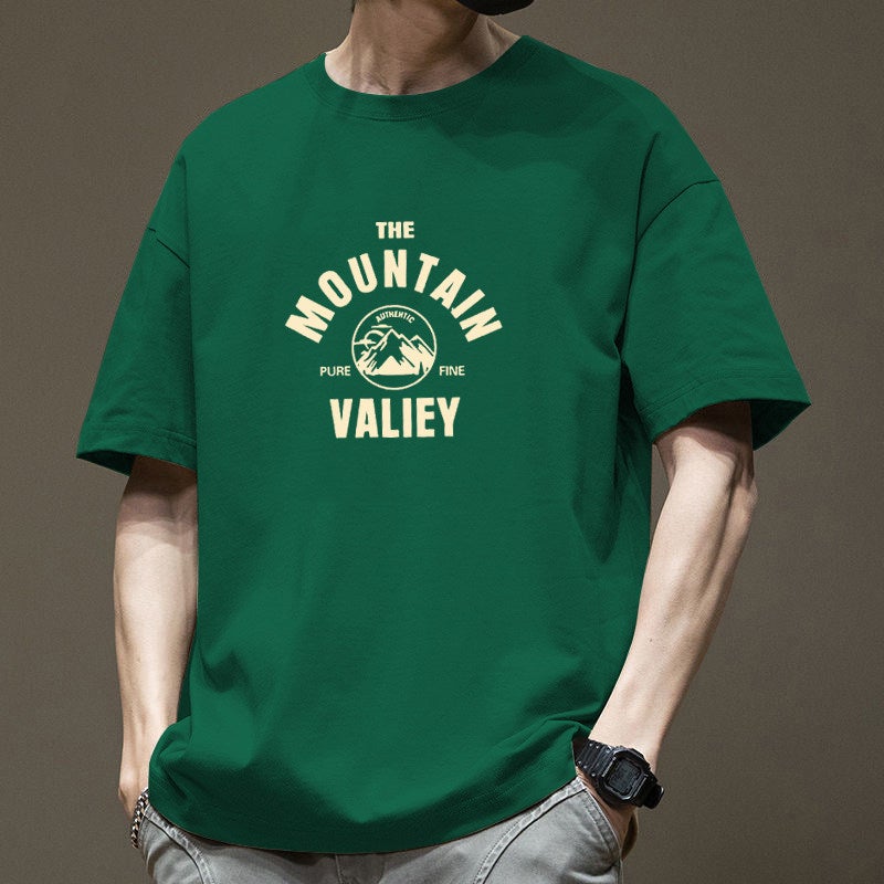 Heavyweight pure cotton short-sleeved t-shirt for men's summer 2025 new youth American-style printed loose half-sleeved top - Image 2