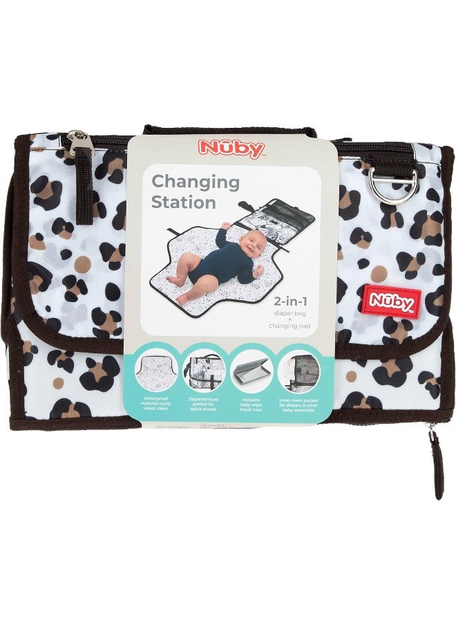 Nuby Nuby 2-in-1 Baby Changing Mat and Nappy Bag – Travel Change Bag with Multiple Storage Pockets | Adjustable Strap | Wipe-Clean & Wear-Resistant Material (Leopard)  - Image 5