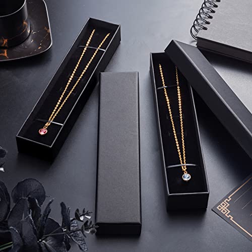 BENECREAT 12 Pack Kraft Rectangle Cardboard Jewelry Boxes Velvet Cushion Necklace Bracelet Kraft Box for Jewelry Set, 8.82 x 2.17 x 1.18 Inches, Black - Image 5