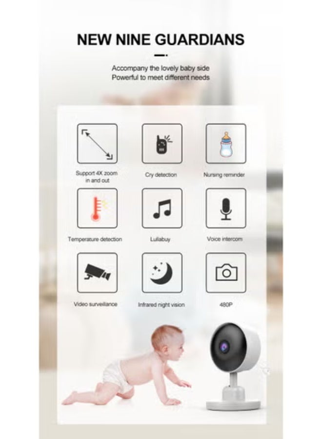 JAJEEK 2.8-Inch Display Baby Monitor with Camera & Audio | 360° Rotation, Night Vision, Feeding Reminder, Two-Way Talk, Temperature Sensor & Long-Range Signal for Reliable Home Baby Care - Image 4