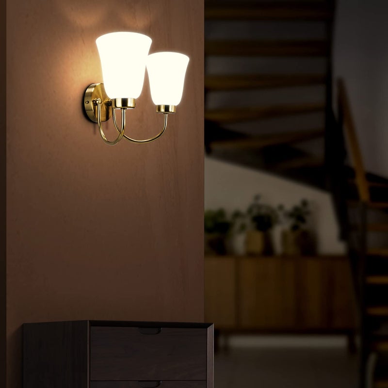 wipro BeuHome Double Wall Light BW02 | Premium Indoor Decorative Light with Contemporary Sleek Design | Antique Surface Mounted Classic Wall Light for Bedroom, Living Room | E27 (2H, Brush Bronze) - Image 3