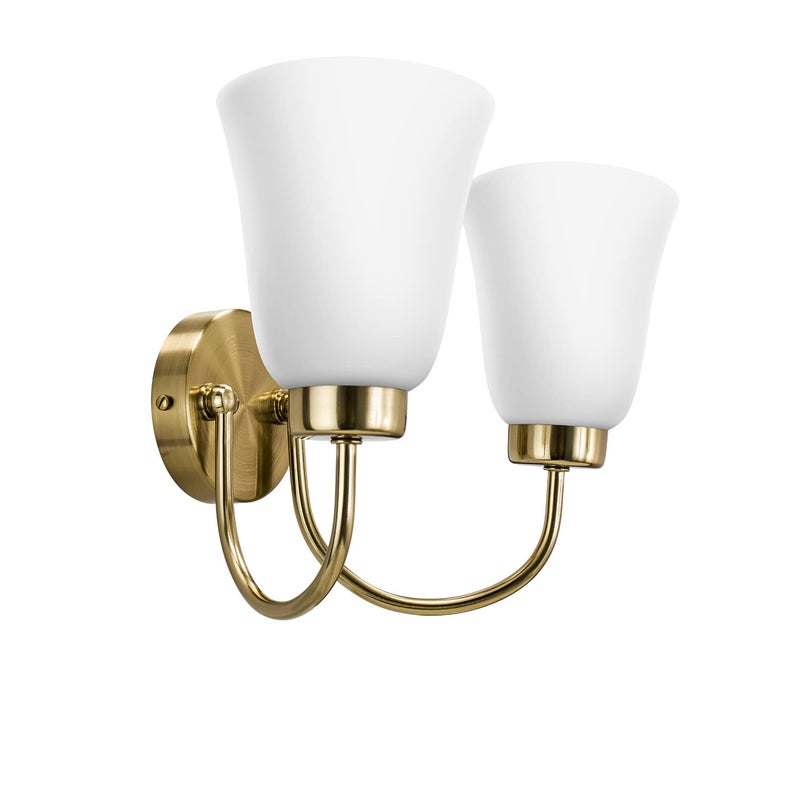 wipro BeuHome Double Wall Light BW02 | Premium Indoor Decorative Light with Contemporary Sleek Design | Antique Surface Mounted Classic Wall Light for Bedroom, Living Room | E27 (2H, Brush Bronze) - Image 1