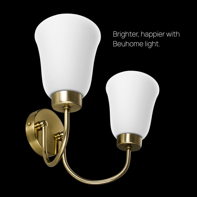 wipro BeuHome Double Wall Light BW02 | Premium Indoor Decorative Light with Contemporary Sleek Design | Antique Surface Mounted Classic Wall Light for Bedroom, Living Room | E27 (2H, Brush Bronze) - Image 4