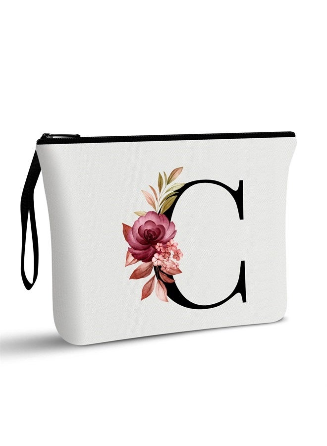 Vavabox A-Z Personalized Makeup Bag,Birthday Gifts for Women Mom,Gifts for Best Friend,Bride Bridesmaid Cosmetic bag (C) - Image 1