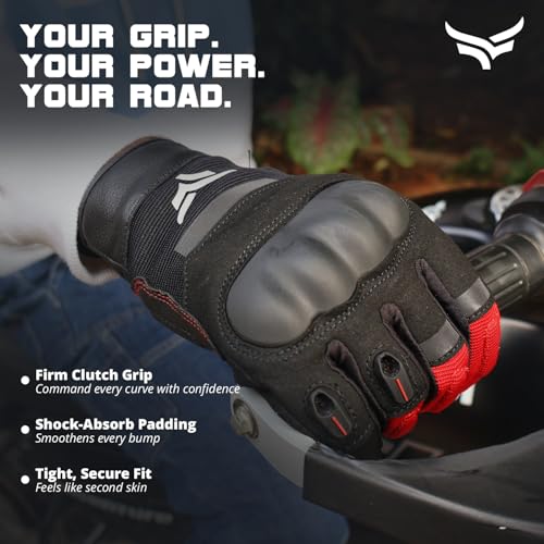XTRIM Unisex Feral Biking Gloves (Large) Built with Suede, Leather & Spandex, Touchscreen Fingertip, Impact Protection, Sweat-Absorbent, Odour-Free, Premium Grip & Street-Ready Performance - Image 4