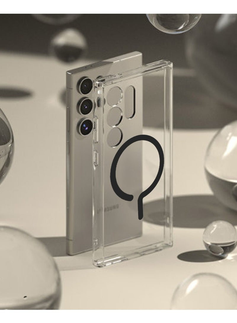 Techie جراب شفاف من الكريستال السائل MagSafe لهاتف Samsung Galaxy S24 Ultra 2024 - غطاء هجين شفاف مع مغناطيس مدمج لسهولة الشحن والتركيب - Image 3