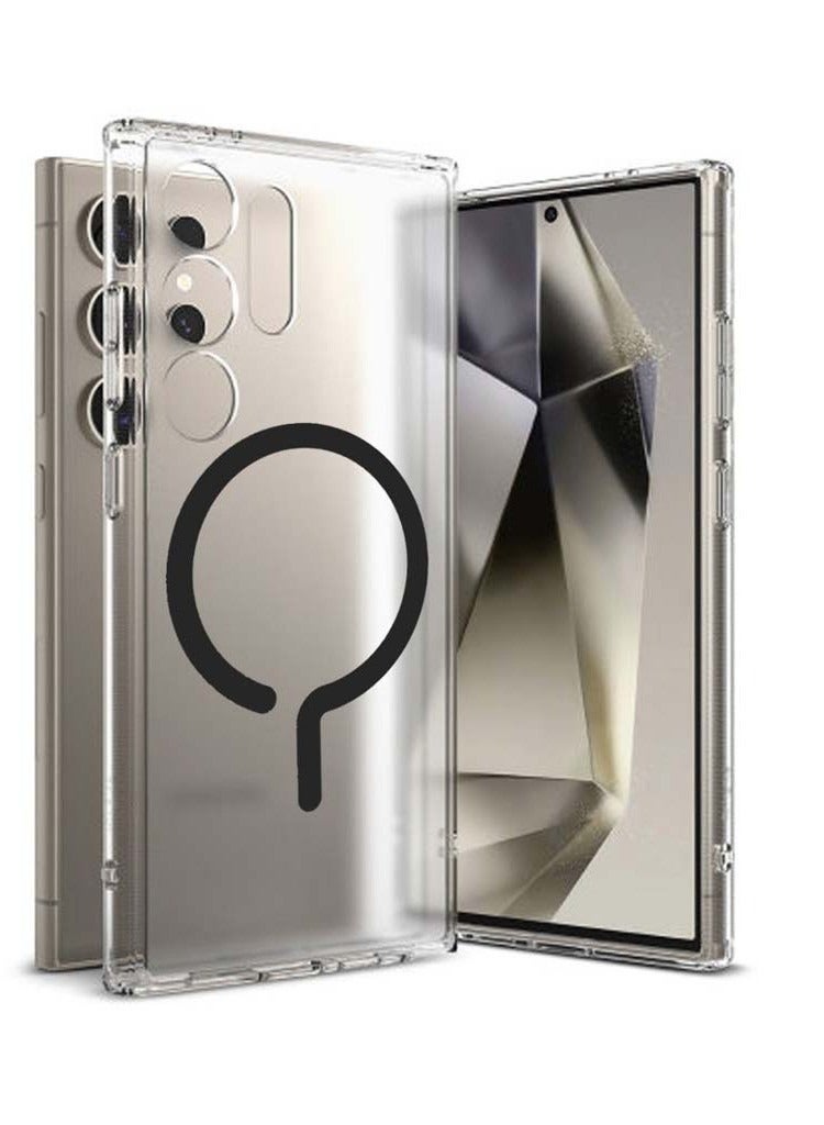 Techie جراب شفاف من الكريستال السائل MagSafe لهاتف Samsung Galaxy S24 Ultra 2024 - غطاء هجين شفاف مع مغناطيس مدمج لسهولة الشحن والتركيب - Image 1