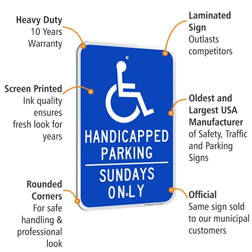 SmartSign "Handicapped Parking - Sundays Only" Sign | 12" x 18" Aluminum - Image 4