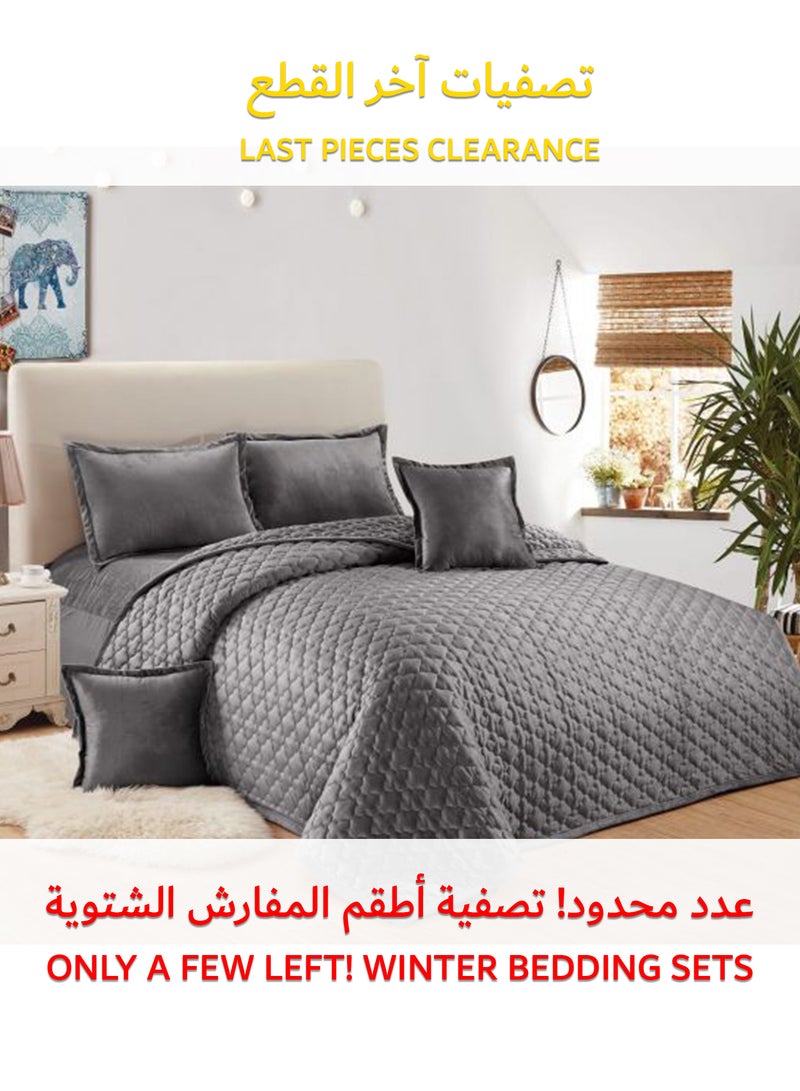 Sleep night Soft Velvet Comforter set, 6 Pcs Soft Bedding Set, King Size 220x240cm - Image 1