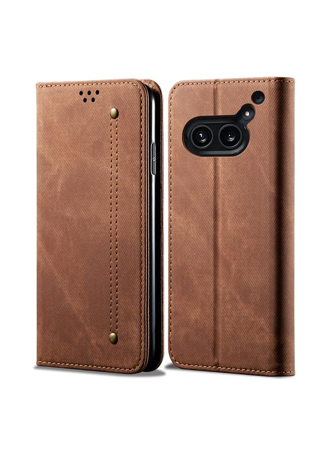 اس-توب جراب لهاتف Nothing Phone 2A بتصميم كاجوال من الجلد بتصميم قماش الدنيم - Image 1